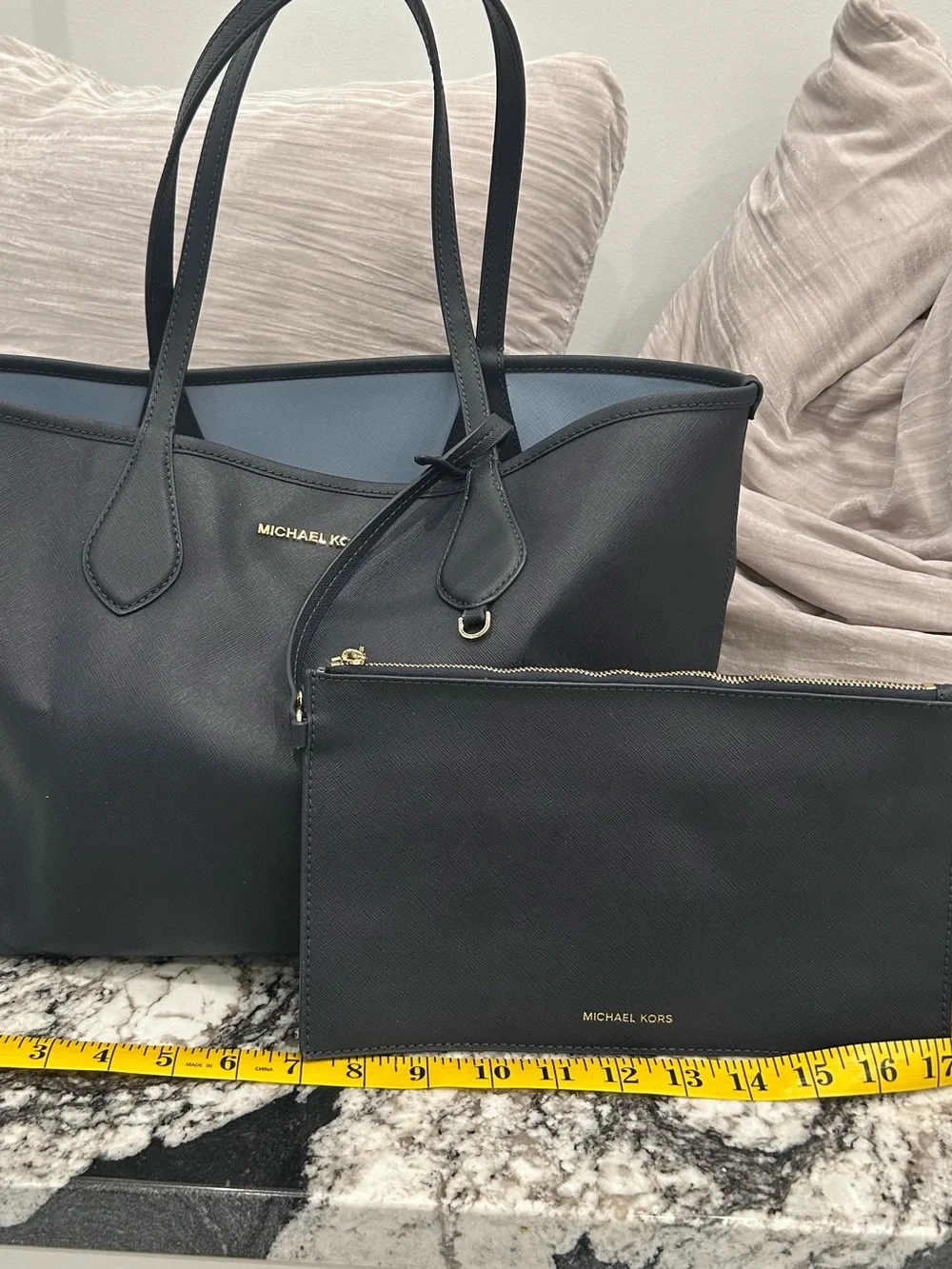 Michael Kors  Navy Saffiano Tote with Detachable Pouch